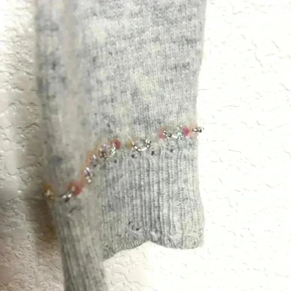 Cashmere and Lace Grey Blushed Pink Cardigan - Picture 7 of 12